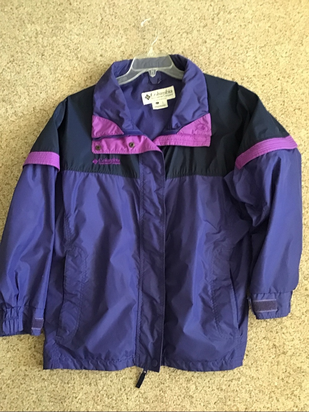 Columbia Purple and Navy Colorblock Windbreaker Jacket